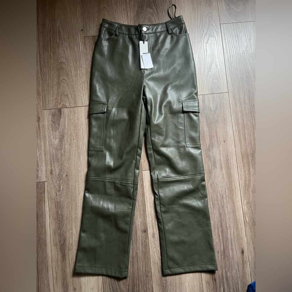 Bagatelle Olive Faux Leather Trousers